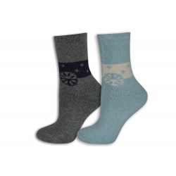Modré+sivé. Vlnené dámske ponožky.