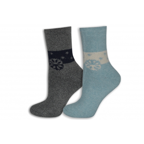 Modré+sivé. Vlnené dámske ponožky.