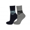 Tm. modré+sivé. Vlnené dámske ponožky.