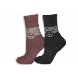 Ružové+šedé. Vlnené dámske ponožky.