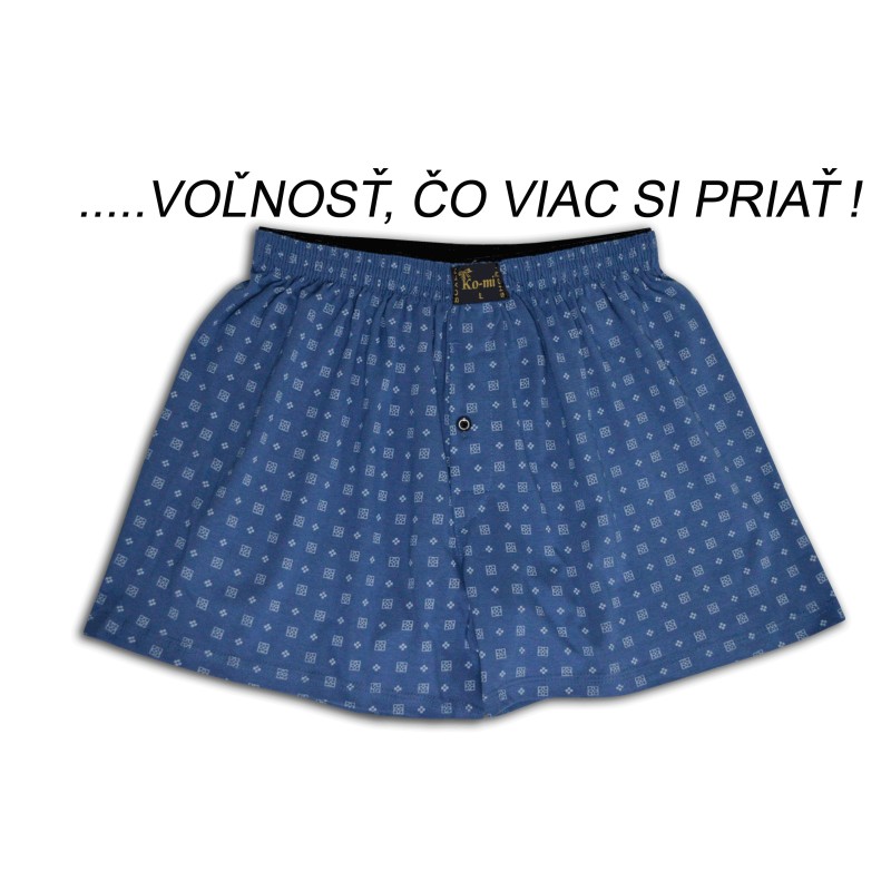100% bavlnené voľné trenky - modré kocka