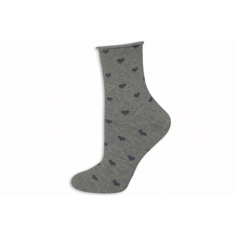Sivé srdiečkové ponožky bez gumy
