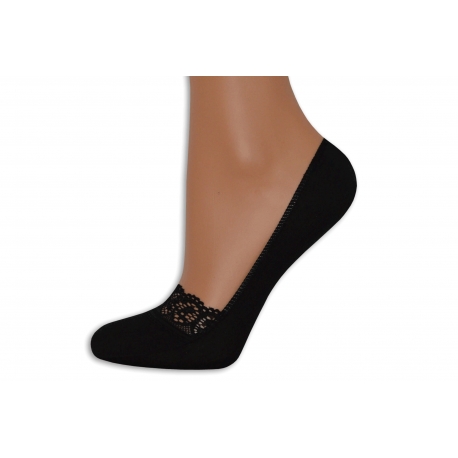 Čierne bambusové balerínkové ponožky s krajkou
