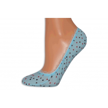 Modré balerínkové ponožky so srdiečkovým vzorom