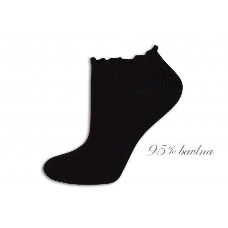 Obvod 38 cm. 95% bavlnené čierne krátke ponožky