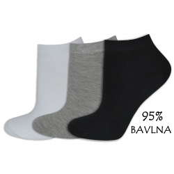 Bavlnené krátke ponožky. Biela, šedá, čierna.