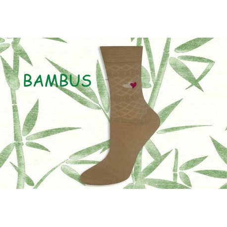 Kapučínové bambusové ponožky so srdiečkami