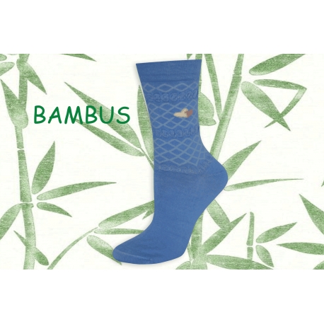 Bl.modré bambusové ponožky so srdiečkami