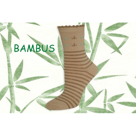 Pásikavé bambusové ponožky s kotvičkami – telové