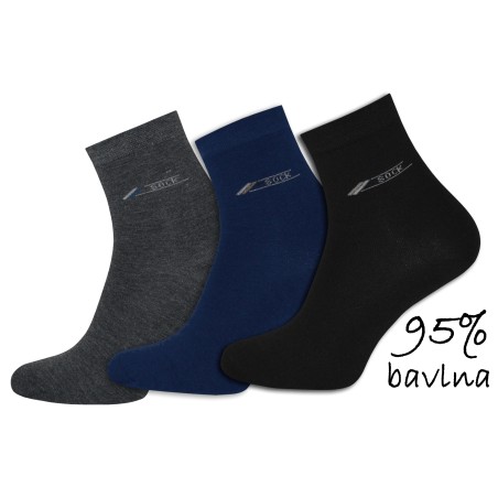 95% bavlnené ponožky vyšší kotník. Tri páry.