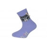 Fialové detské ponožky s mačičkou.