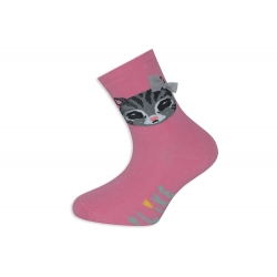 Tm. ružové detské ponožky s mačičkou.