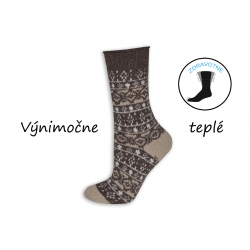 Alpaka hnedé ponožky s nórskym vzorom.