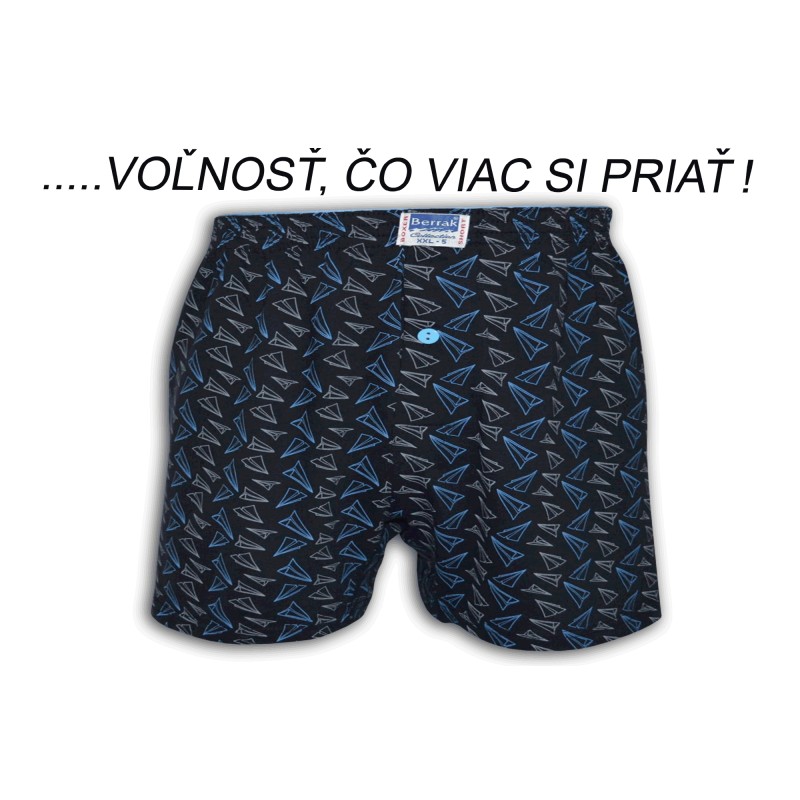 IBA ,,XXL"! Modré vzorované voľné trenky.