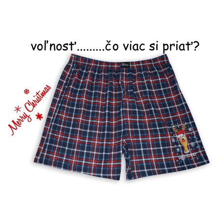 Vianočné kárované modré voľné trenky.